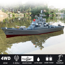 Load image into Gallery viewer, 23.6&quot; Inch Remote Controlled Warship Battleship10km/h 4WD 2.4G RC Controlled Ship 1:390 Scale On Water Lakes Pools Exhibits Models
