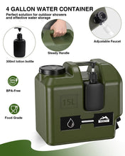 Load image into Gallery viewer, Widitn Portable Camping Shower with Water Jug 4Gal Powerful Spray

