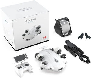 Underwater Drone with Robotic Arm, with Removable SD Card, QYSEA AI Vision Lock 360° Omnidirectional Movement