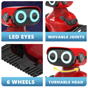 Robot Toys, Remote Control Robot Toy, RC Robots for Kids with LED Eyes, Flexible Head & Arms (Red)