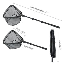 Load image into Gallery viewer, Fishing Landing Net with Telescoping Pole Handle Extends to 63 inches, Carbon Fiber Handle Extended from 23.6 inches to 47 inches
