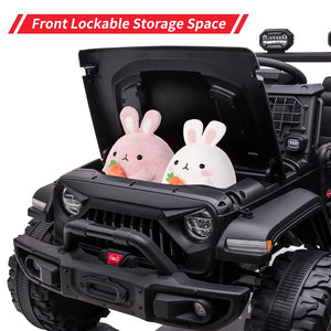 24V Kids Ride On Car with Remote Control, 2 Seats 20“ Extra Large Seat Wide Truck, 7Ah Battery Electric Vehicle (Black)