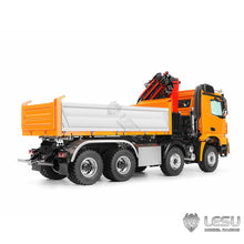 Load image into Gallery viewer, 1/14 8X8 3348 RC Hydraulic Dump Truck 3-Ways Remote Control Crane Tipper 2Speed Gearbox Light Sound System
