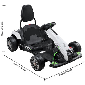 Electric Go Kart, 24V 9Ah Battery-Powered, 7.5 MPH High-Speed Drifting, Black and White
