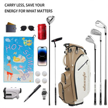 Load image into Gallery viewer, Elegant PU Leather Golf Stand Bag, 6-Way Divider, Khaki Off-White
