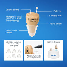 Load image into Gallery viewer, OLDRIV Rechargeable Hearing Aids for Adults Seniors, OTC Hearing Aids for Adults Seniors Rechargeable with Noise Cancelling, Invisible Hearing Aid, 1 Pair (Beige)
