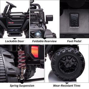 24V Kids Ride On Car with Remote Control, 2 Seats 20“ Extra Large Seat Wide Truck, 7Ah Battery Electric Vehicle (Black)