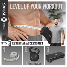 Load image into Gallery viewer, Black Exercise Step Platform Set with Kettlebell &amp; Measuring Tape
