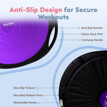 Load image into Gallery viewer, kisnbld Half Balance Ball Trainer, Inflatable 19/23 Inch Half Exercise Ball with Resistance Bands -Purple

