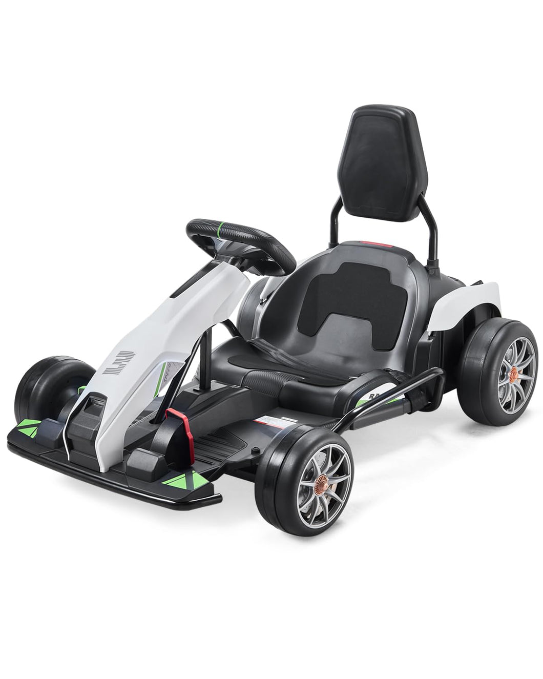 Electric Go Kart, 24V 9Ah Battery-Powered, 7.5 MPH High-Speed Drifting, Black and White