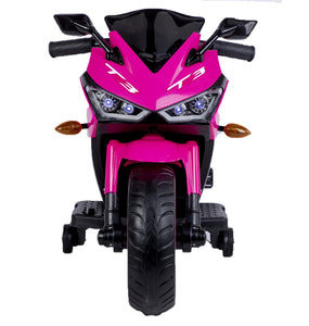 Kids Electric Motorcycle with Training Wheels, Light Wheels, Ride On Motorbike, Speed by Hand, Music Function, Max Load 66LB (Pink)