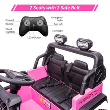 Load image into Gallery viewer, 24V Kids Ride on 2 Seaters Electric Car with Remote Control, 2*120W Motors Battery Powered 20&quot; Extra Large Seats+15.5&quot; XL (Pink)
