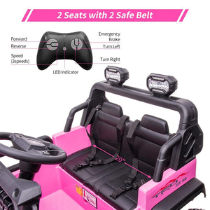 24V Kids Ride on 2 Seaters Electric Car with Remote Control, 2*120W Motors Battery Powered 20" Extra Large Seats+15.5" XL (Pink)