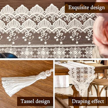Load image into Gallery viewer, Lace Table Runner Exquisite Embroidery Floral,UWWGKK Table Runners with Tassel Retro French Country Style,for Wedding Decor,Afternoon Tea,Bed Runner,Piano Top Cover,13x82 Inch
