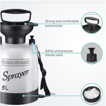 Load image into Gallery viewer, QIYUNI 5L Hand Press Portable Shower, 10 Spray Modes with Removable Hose &amp; Shower Head, No Electric Needed – Ideal for Camping Hiking Travel Beach Garden Pet Shower (Insulation Sleeve 5L)
