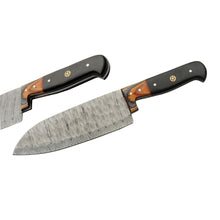 Load image into Gallery viewer, SZCO Kitchen Hammered Knife Roll Set 5PC, Wood Handle Chef Knife Set
