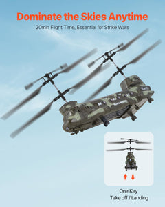 RC Helicopter, 2.4GHz Military Remote Control Helicopter, 3.5 Channel RC Airplane for Kid, 20 Mins Flight Time, One-Key Takeoff/Landing & LED Lights