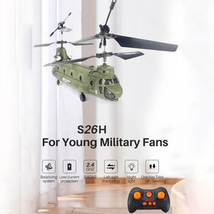 Remote Control Helicopter, S026H Military Transport RC Helicopter with Altitude Hold, One Key Take Off/Landing, LED Light, Low Battery Reminder