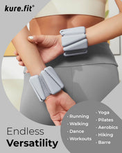 Load image into Gallery viewer, kure.fit Weighted Bangles | Adjustable Wrist and Ankle Weights for Women 1LB Each (Set of 2) Heather Gray
