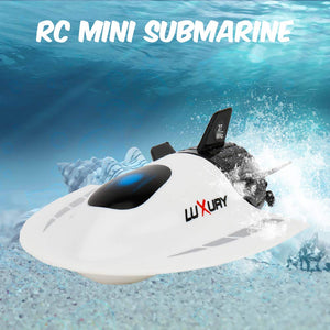 Mini RC Submarine Boat, Remote Control Waterproof Diving Toy for Kids (White)