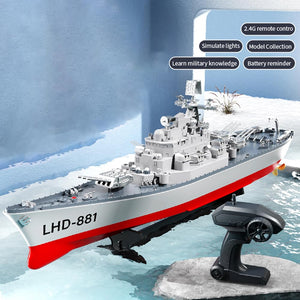 Remote Control Warship RC Military Battleship, 1:390 Scale Remote Control Boat for Lakes and Rivers, 2.4GHz RC Armed Cruiser Boat Model