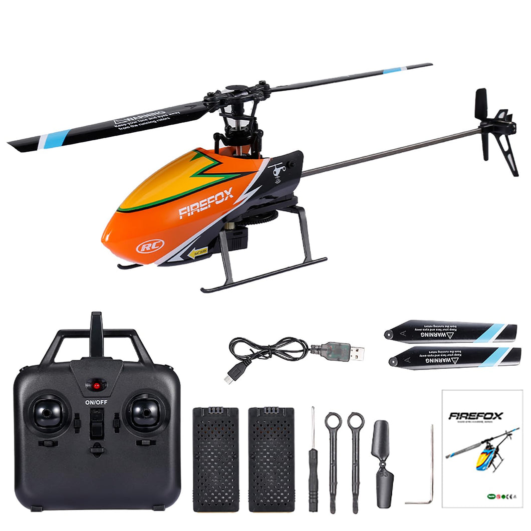 C129 RC Helicopter for Adults and Kids, 4 Channel 2.4Ghz Remote Control Helicopter with 6-Axis Gyro (Orange)