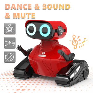 Robot Toys, Remote Control Robot Toy, RC Robots for Kids with LED Eyes, Flexible Head & Arms (Red)