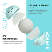 Load image into Gallery viewer, Trust Golf Ball, Aurora ICY Blue, Soft, Distance, Straight Flight, and Easy to Spot, Crystal Urethane Covered, 3-Piece (ICY Blue, 12 Balls)
