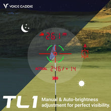 Load image into Gallery viewer, Voice Caddie TL1 Golf Laser Rangefinder with Slope Compensation - 6X Magnification, Pin Tracer Technology, Dual-Color OLED Display, Tournament Mode, Magnetic Mount and Signature Series Towel Bundle
