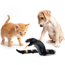 Load image into Gallery viewer, RC Snake Toy: Realistic Prank Cobra, Rechargeable, Smart Sensing, Infrared Controller for Kids/Cat (Black)
