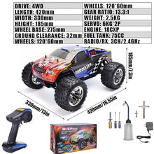 Load image into Gallery viewer, BINGXMF 1/10 Nitro RC Truck 80KM/H Fast Nitro Gas Power Car 4WD Two Speed Off Road Climbing Truck Buggy for Adult 18CXP Gas-Engine
