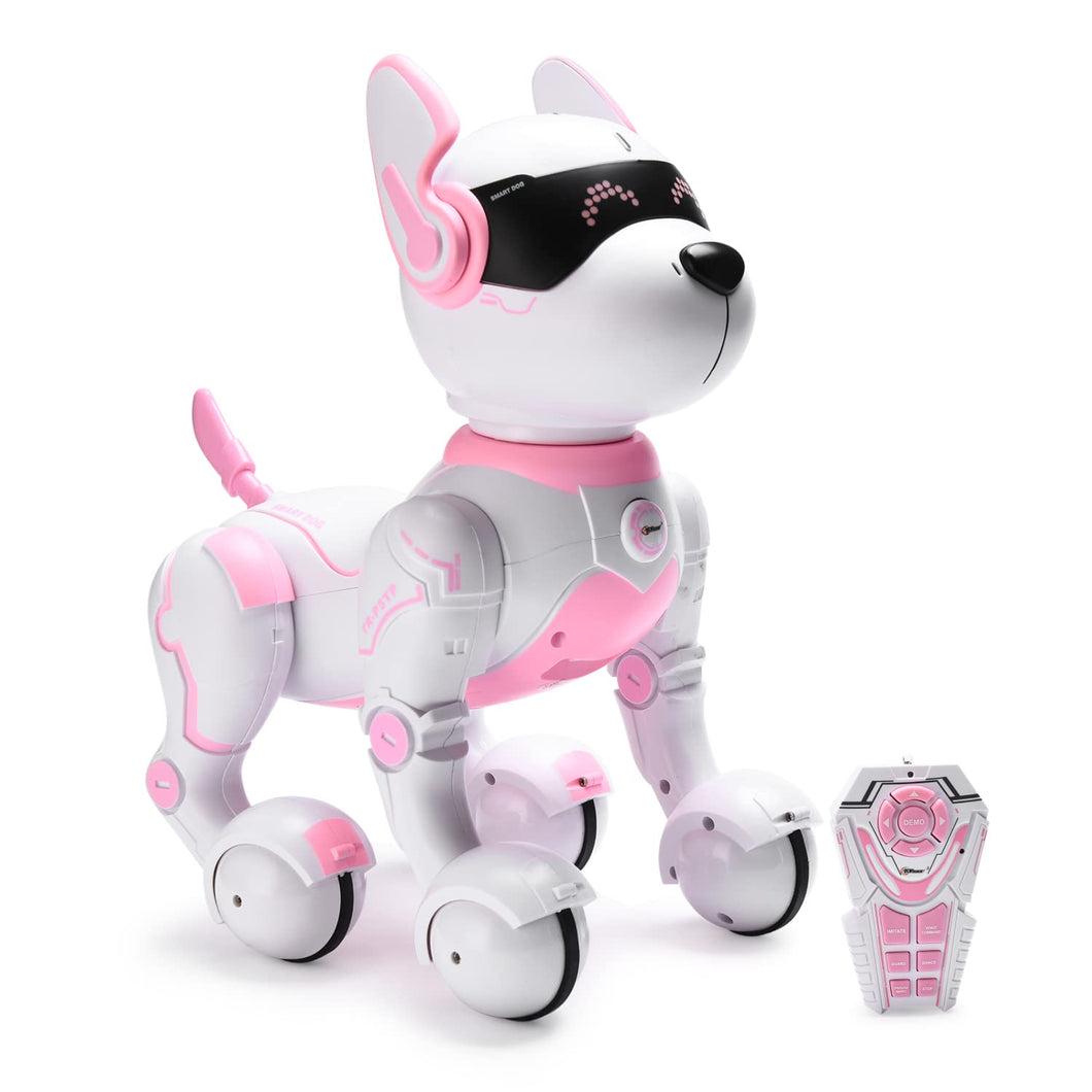 Top Race Pink Robot Dog - Remote Control Toy with Touch Function - Interactive Smart Pet with Voice Commands, Dancing