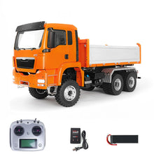 Load image into Gallery viewer, 1/14 6x6 RC Hydraulic Dump Truck Metal Dumper 3-Speed Gearbox RTR Battery I6S Radio Car Light Sound System
