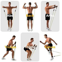 Load image into Gallery viewer, Ab Roller Home Gym Equipment – 4 Wheels Ab Wheel Muscle Roller with Built-in Tracker , 5Pcs Resistance Bands, Ankle Straps, Door Anchor, Handles, Travel Bag
