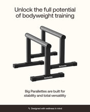 Load image into Gallery viewer, BetterMe Push Up Bars - Steel Parallettes for Calisthenics and Strength Training - Heavy Duty Pushup Bars for L Sits, Handstands and Planche - Stable Push Up Stands for Men
