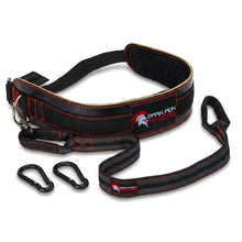 Load image into Gallery viewer, Dark Iron Fitness Dip Belt – Padded Leather Weight Lifting Belt - Red/Black
