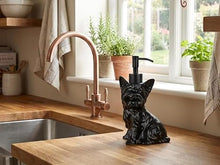 Load image into Gallery viewer, NEWHENGS Yorkshire Terrier Shaped Soap/Lotion/Hand Sanitizer Dog Lover Stainless Steel Pump Dispenser for Dog Gifts, Refillable for Kitchen and Bathroom(Black)
