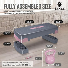 Load image into Gallery viewer, Pink Grey Exercise Step Platform Set with Kettlebell &amp; Measuring Tape
