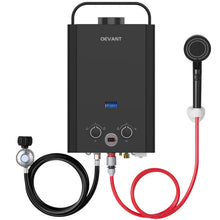 Load image into Gallery viewer, OEVANT Propane Water Heater, 1.58GPM 6L Portable Tankless Water Heater with Handle &amp; Overheating Protection, Propane Gas, Instant Hot Water for RV Camping, Outdoor Shower (BLACK)
