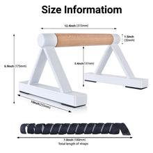 Load image into Gallery viewer, BESTWEI 1 Pair Wooden Parallettes Push Up Bars for Men, Strength Training Pushup Stands Handles for Home Calisthenics, Fitness, Floor Workouts Solid Wood with White Metal Bracket - Support 500 lbs
