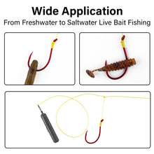 Load image into Gallery viewer, Dr.Fish 100 Pack Octopus Fishing Hook Saltwater &amp; Freshwater Live Bait Offset Catfish Bass Surf Fishing Hooks Texas Drop Shot Rig Carp Bluegill Tuna Red 10/0
