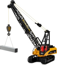 Load image into Gallery viewer, Top Race 15 Channel Remote Control Crane Toy - Battery Powered 1:14 Scale RC Construction Vehicles with Heavy Metal Hook
