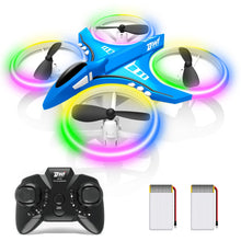 Load image into Gallery viewer, Dwi Dowellin 4.9 Inch Mini Drone for Kids LED Night Lights One Key Take Off Landing Flips RC Remote Control Small Flying Toys Drones for Beginners Boys and Girls Adults Nano Quadcopter, Blue
