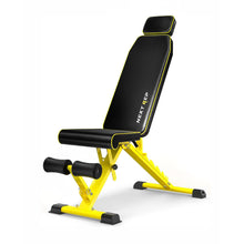 Load image into Gallery viewer, Adjustable Weight Bench,1000 LB Fast Folding Workout Bench for Home Gym Strength Training, Incline Decline Flat Utility Bench Press for Full Body Workout, Upright Storage Yellow Exercise Bench (Yellow)
