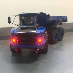 1/14 RC Articulated Truck Metal Hydraulic Lifting Dumper Tipper RTR Model Flysky i6S Radio Controller Construction Vehicle Model(Blue)