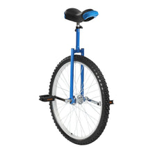 Load image into Gallery viewer, 24 Inch Unicycle with Manganese Steel Frame, Leakproof Tire, Adjustable Seat, Curved PU Seat, Mute Bearing, Exercise Bicycle (Blue)
