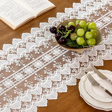 Load image into Gallery viewer, Lace Table Runner Exquisite Embroidery Floral,UWWGKK Table Runners with Tassel Retro French Country Style,for Wedding Decor,Afternoon Tea,Bed Runner,Piano Top Cover,13x82 Inch
