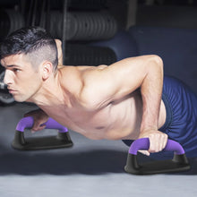 Load image into Gallery viewer, Lifeswell Push Up Bars – Ergonomic Pushup Handles for Floor Strength Training, Non-Slip Push-Up Stands with Soft Grip, Pushups Bars for Home Gym Workout, Blue Purple

