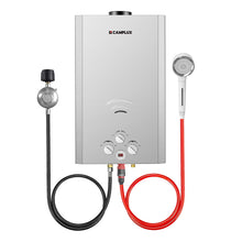 Load image into Gallery viewer, CAMPLUX Tankless Water Heater, 4.22 GPM PropaneWater Heater Gas, 110,000 BTU Outdoor CampingWater Heater, Propane Shower, BW422G, Gray
