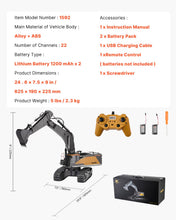 Load image into Gallery viewer, Remote Control Excavator Toy, 1:14 Scale Remote Control Digger with Metal Shovel, 22 Channel RC Excavator with Lights &amp; Sounds
